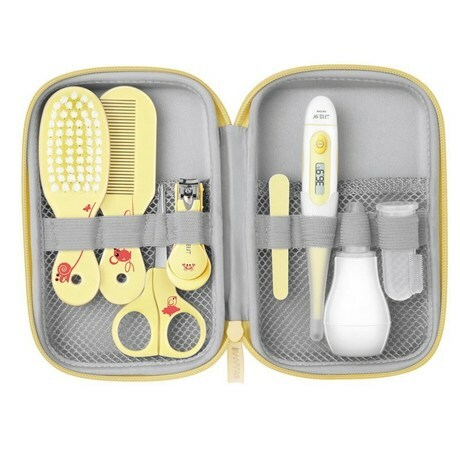 Set de 1er soin bébé ciseaux bébé, brosse, thermometre